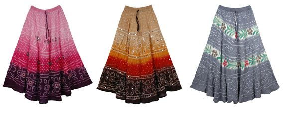 Sensuous Skirts in Tie Dye, Block Print and Sequins