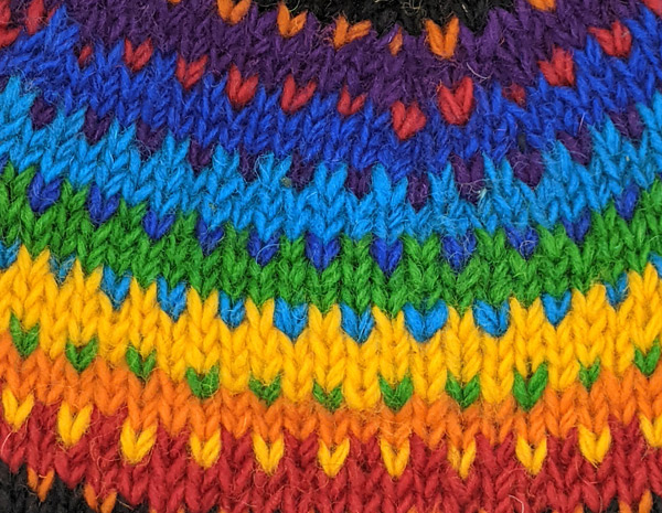 Rainbow Winter Woolen Hat in Black with Rainbow Pom