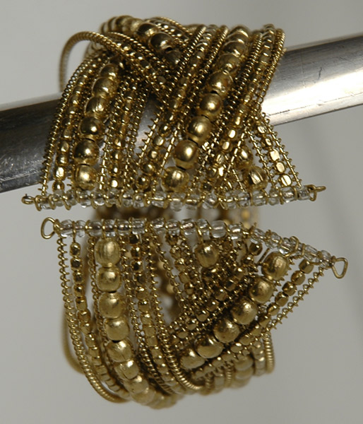 Criss Cross Golden Beaded Fashion Bracelet