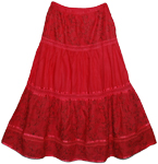 Red Poppy Long Cotton Skirt