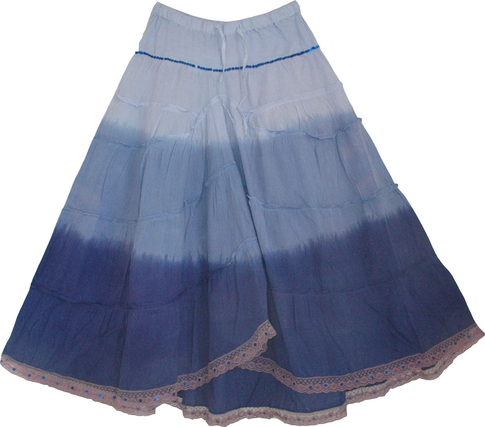 Blue Hues Flamingo Skirt w/ Sequins