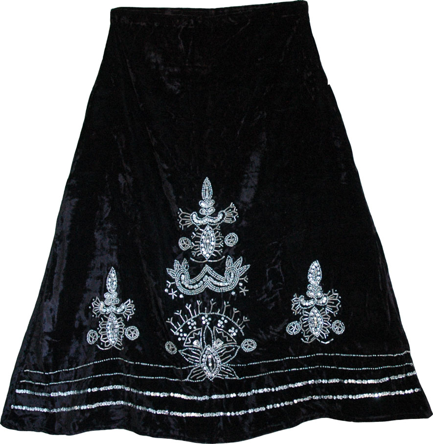 Black Vintage Velvet Skirt