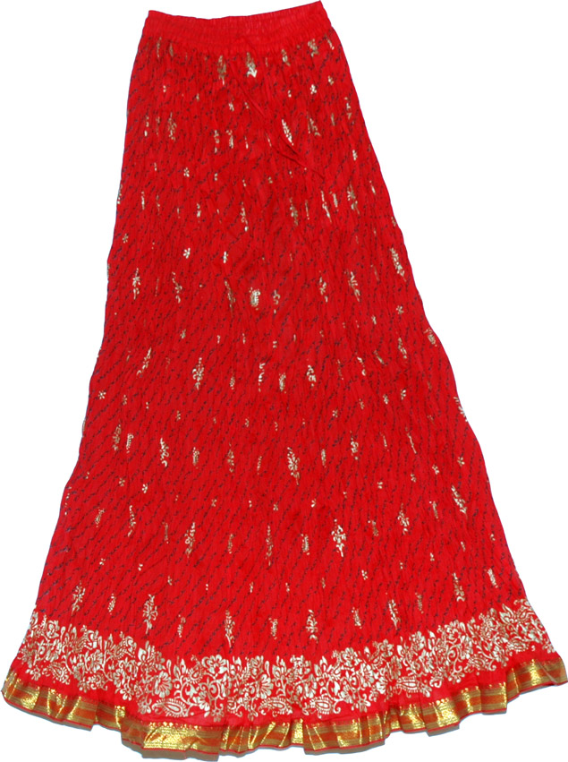 Crimson Cotton Summer Skirt