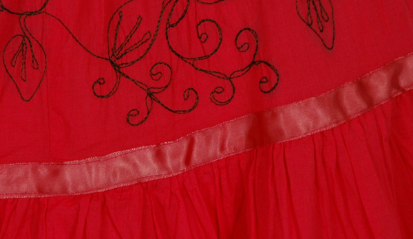Red Poppy Long Cotton Skirt