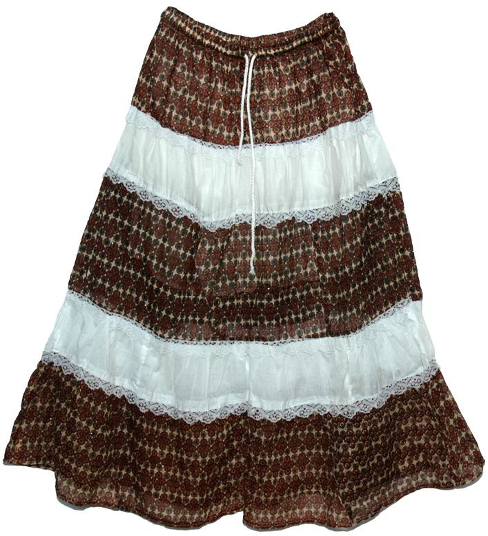Earthy Lace Cotton Long Skirt