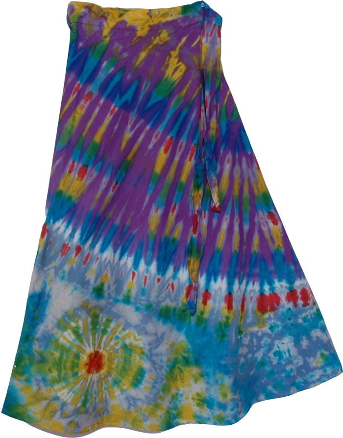 Wheels Colorful Tie Dye Long skirt , Eminence Cotton Panel Wrap Around Skirt