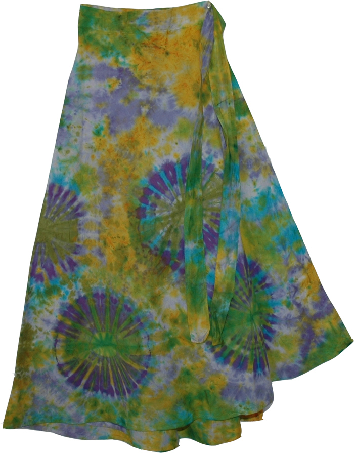  Colorful Tie Dye Wrap Around Long skirt , Pacifika Wrap Around Long Skirt