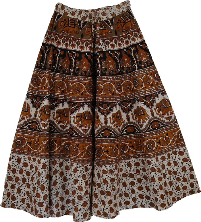 Urarina Long Cotton Printed Skirt