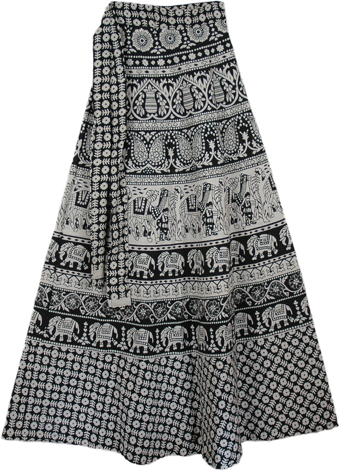 Black White Mughal Long Skirt