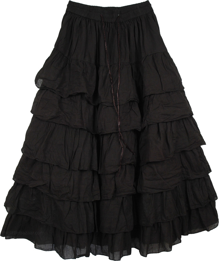 Black Thunder Long Layered Skirt