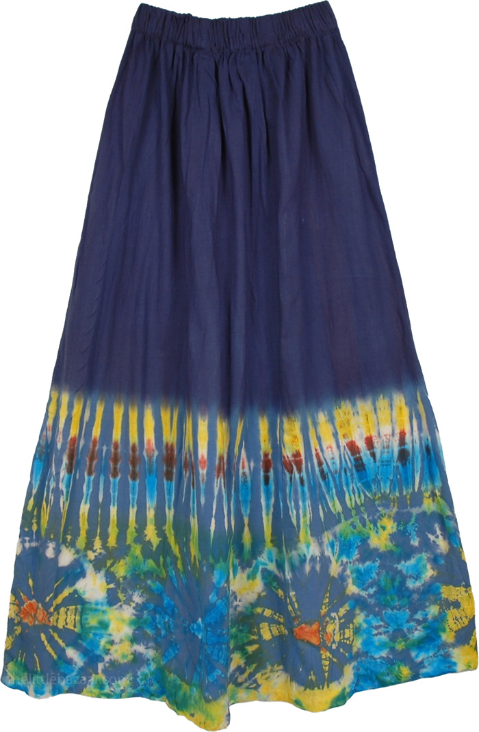 Pickled Blue Tie Dye Trendy Long Skirts
