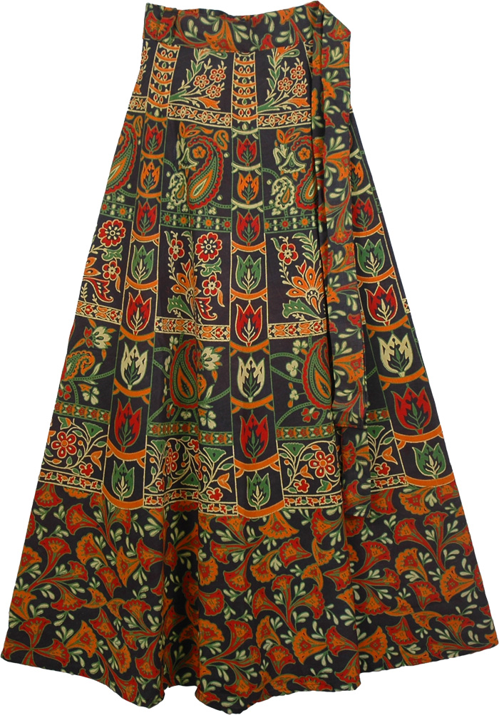 Blue Skirt With Ethnic Colorful Print - Clothing - Sale on bags ...