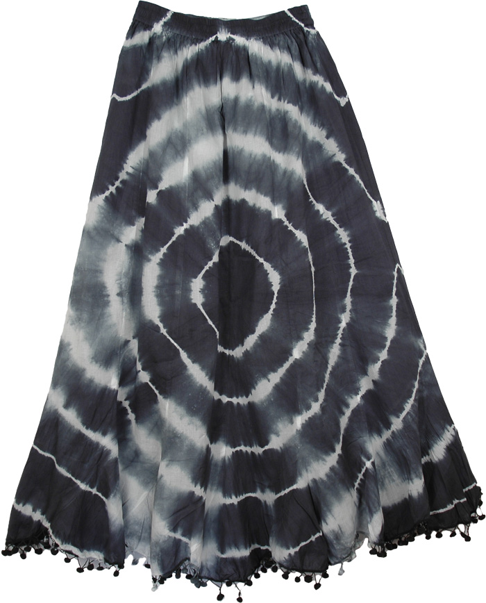 French Circles Black and White Long Skirt