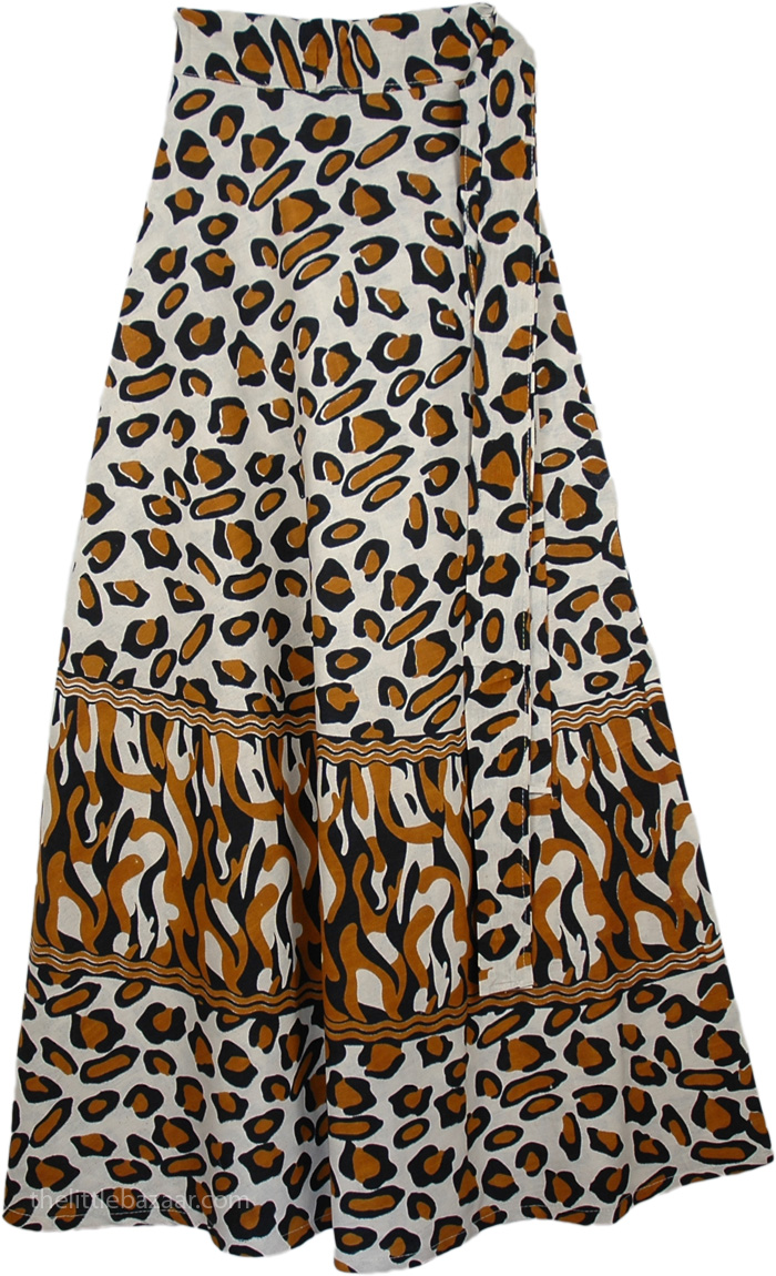 Brown Leopard Print Wrap Skirt