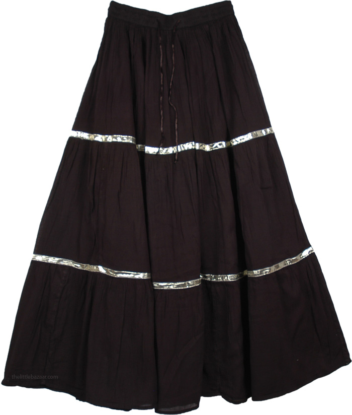 Black Hippie Cotton Long Skirt