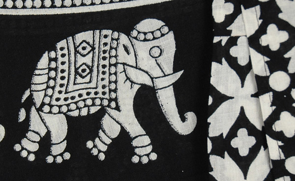 Ethnic Elephant Midi Skirt in Black White