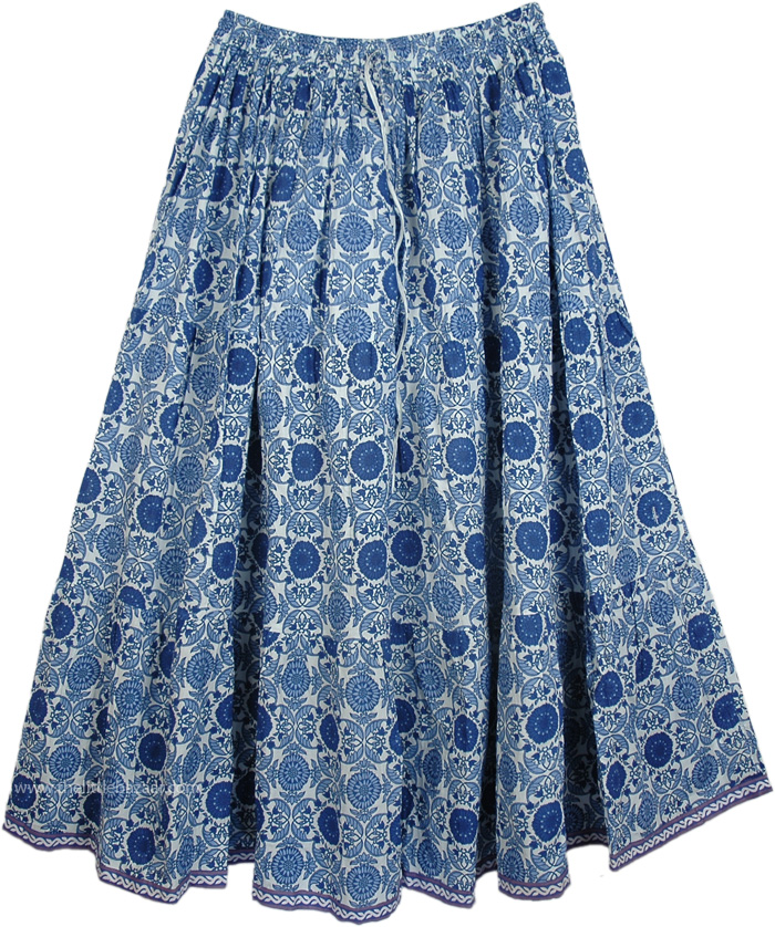 East Bay Blue Cotton Long Summer Skirt