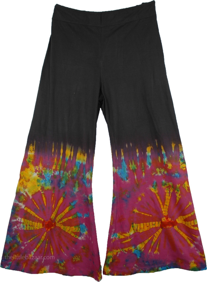 Boho Hippie Tie Dye Wide-Leg Long Gaucho Pant