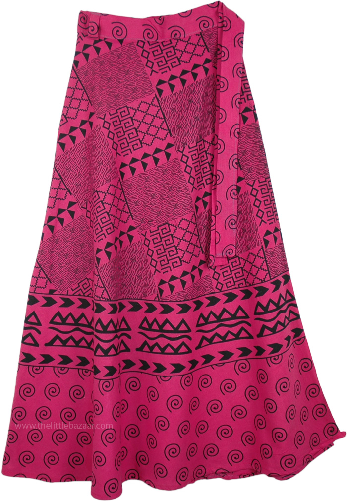 Hibiscus Pink Long Wrap Around Skirt