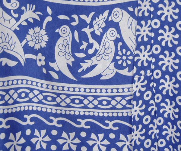 Persian Blue Wrap Around Cotton Skirt with Ethnic Print