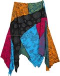 Handkerchief Hem Skirt Light Denim with Embroidery