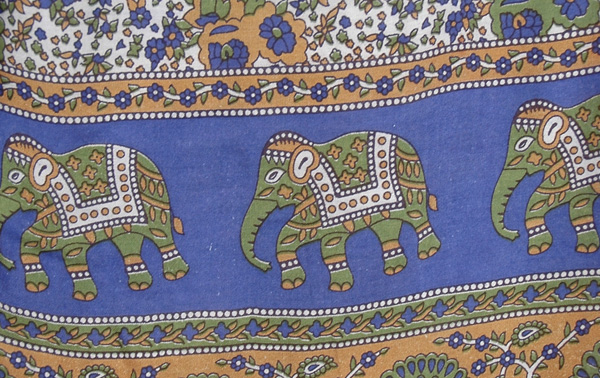 Blue Folk and Elephant Print Palazzo Pants