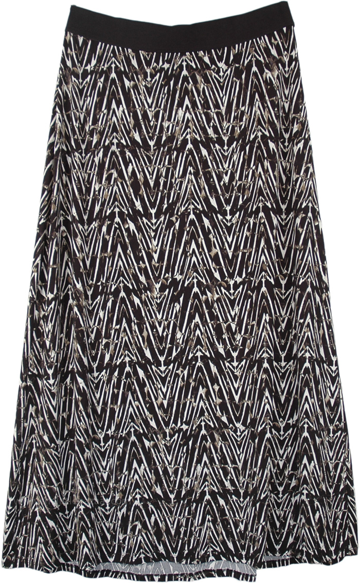Modern Contrast Printed A Line Long Maxi Skirt