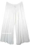 Crinkled Cotton Semi Sheer White Summer Pants