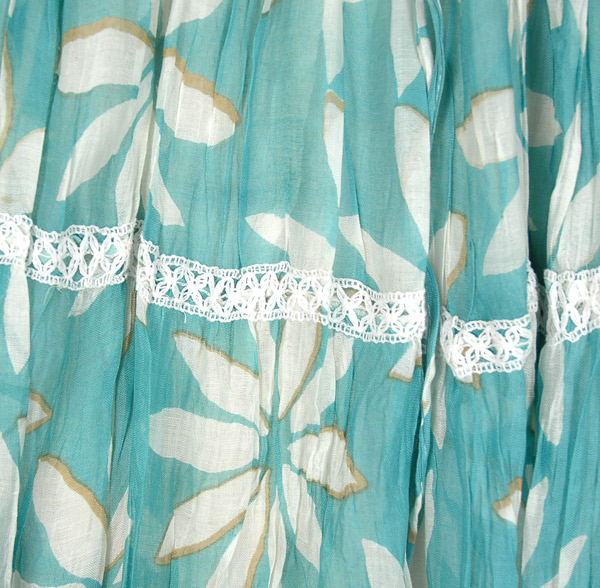 Sea Green Floral Printed Maxi Skirt with Lacework
