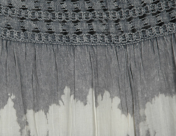 Malta Tiered Long Grey Cotton Skirt with Crochet Lace
