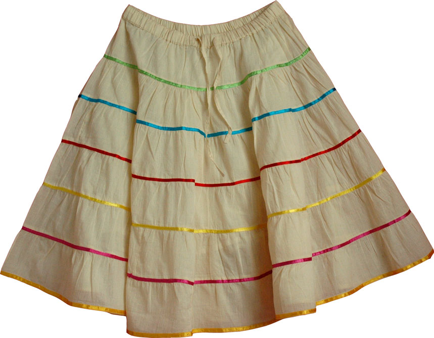 Cotton Short Skirt w/ Ribbon
