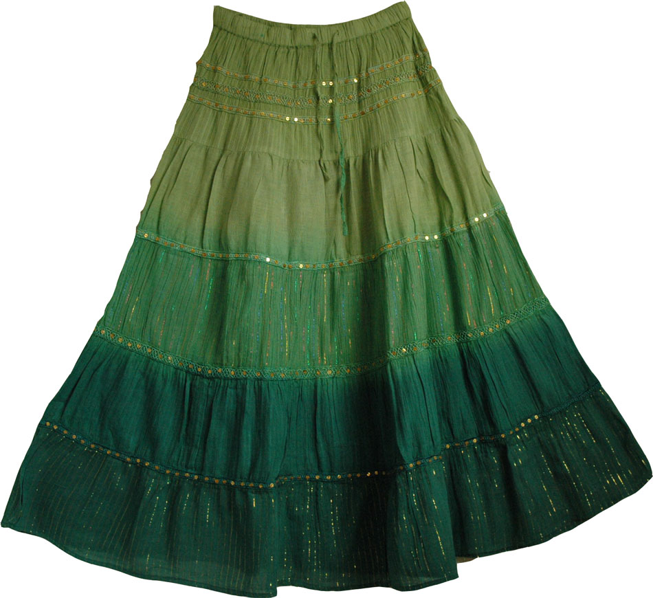 Sequin Green Long Skirt