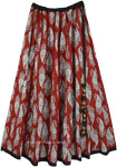 Majestic Maroon Paisley Printed Cotton Festival Skirt