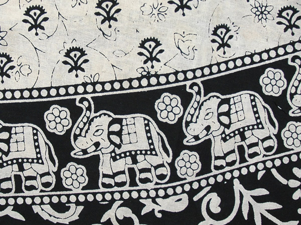 Elephant Print Wide Leg Cotton Pants in Black and White