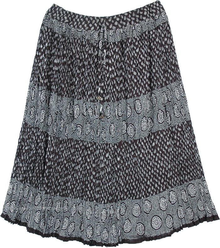 Floral Printed Cotton Mid Length Full Crinkle Skirt