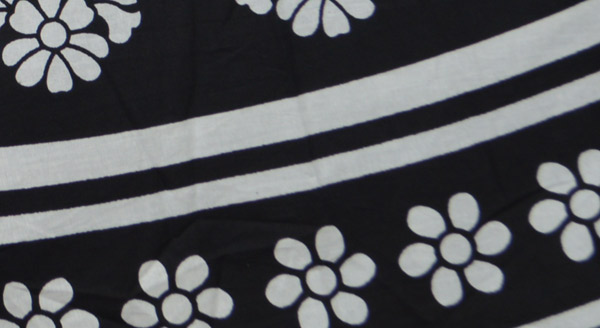 Black Cotton Full Midi Skirt with White Print