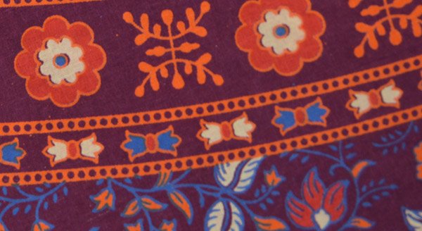 Ethnic Floral Blue Orange Boho Wrap Skirt in Cotton