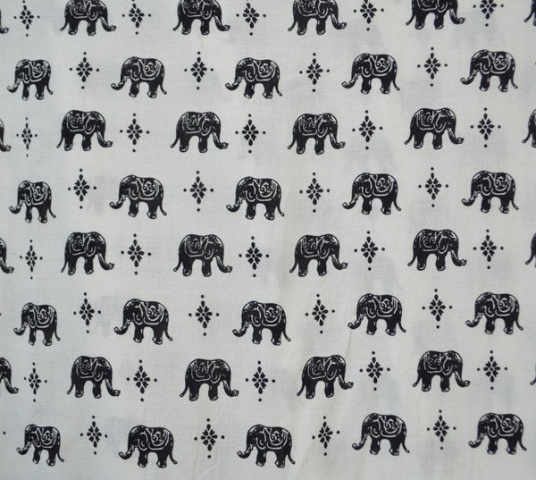 Black White Baby Elephant Parade Printed Beach Pants