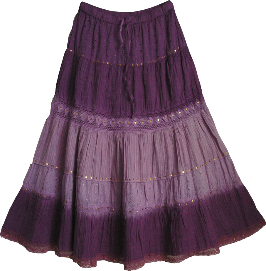 Sequin Purple Long Skirt