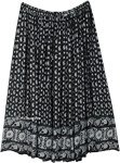 Plus Sized Paisley Printed Black Skirt with Sequins