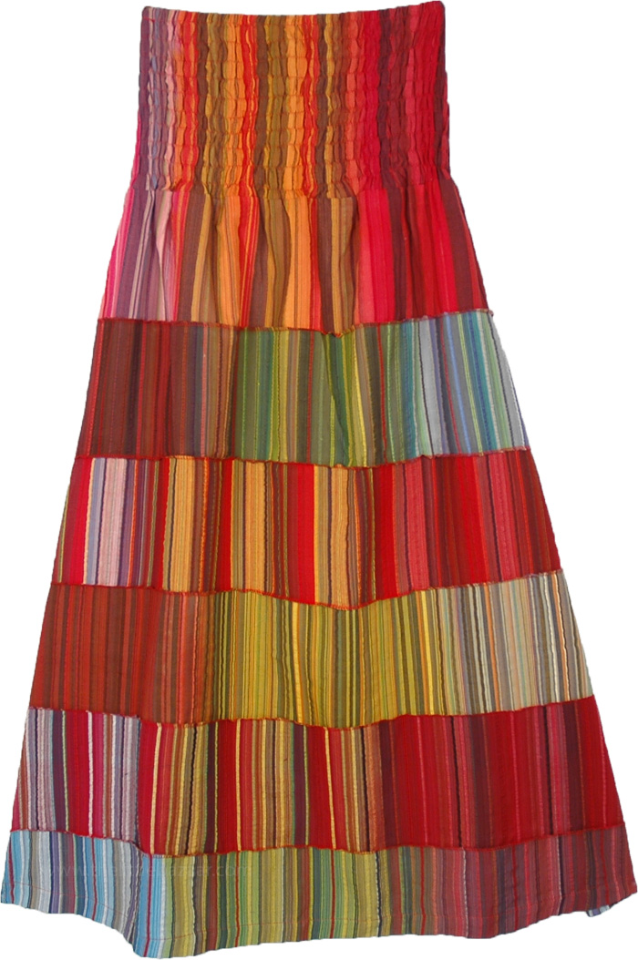Flaming Fiesta Long Cotton Ankle Length Skirt