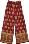 XXL Plus Royal Blue Split Skirt Pants with Elephant Print