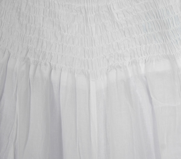 Bloomy White Wide Leg Palazzo Pants with Shirred Waist