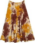 Muddy Brown Ethnic Printed Long Gypsy Skirt