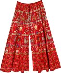 Royalty Vibes Bright Red Printed Wide Leg Pants