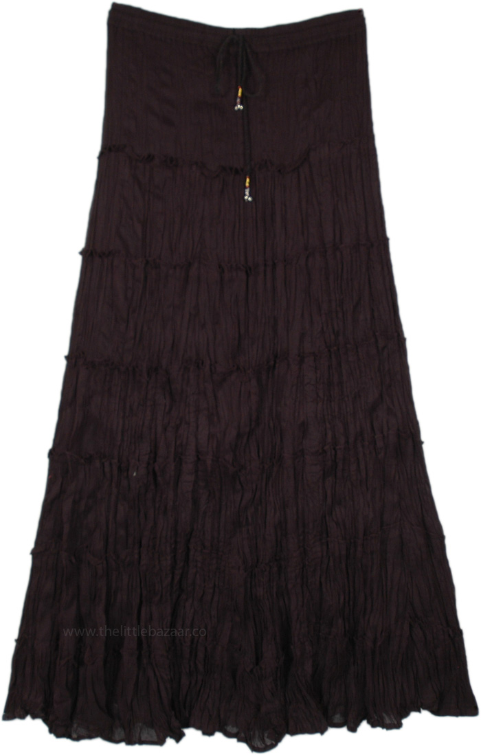 Black Spells Broomstick Seven Tiered Cotton Skirt