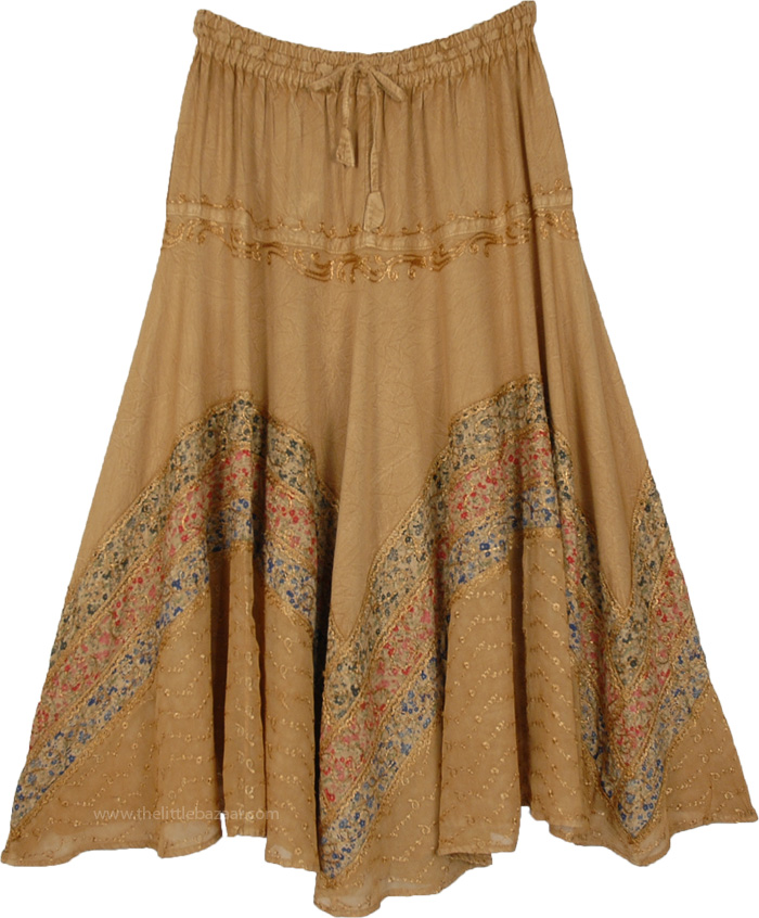 Brown Clay Flowy Renaissance Long Skirt