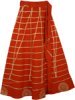 Burning Orange Embroidered Tie Dye Skirt