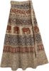 Deep Cocoa Fall Ethnic Wrap Skirt with Camel Print