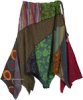 Boho Land Patchwork Skirt with Thread Fringes and Embroidery